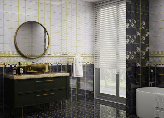 खरीदें 300x600mm विंटेज सिरेमिक वॉल टाइल डार्क ग्रे मिरर सतह ऑनलाइन निर्माण