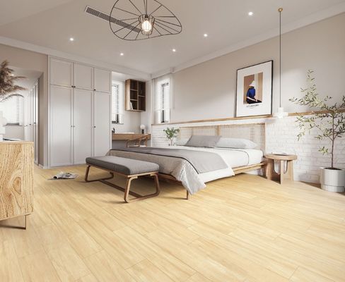 खरीदें एएए ग्रेड 165x1000mm पीला भूरा लकड़ी के चीनी मिट्टी के बरतन टाइल स्ट्रिप्स ऑनलाइन निर्माण