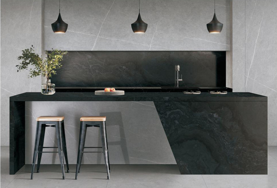 1600x3200x12 मिमी लक्जरी सिंटर पत्थर स्लैब लिविंग रूम मैट मंजिल टाइलें गैलेक्सी ग्रे पृष्ठभूमि दीवार
