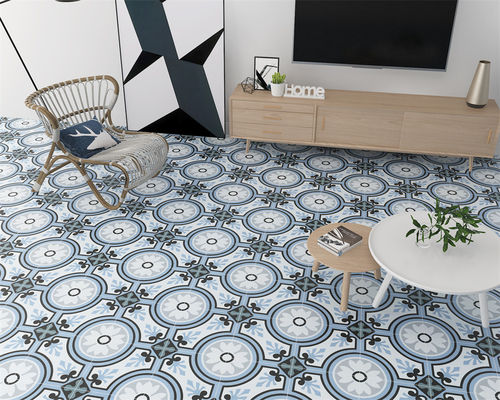 नीले 20x20cm सिरेमिक देहाती टाइल, इनडोर फर्श के लिए