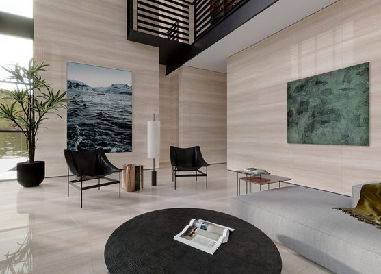 हल्का पीला 1000x1000 मिमी टिकाऊ आश्चर्यजनक इनडोर फर्श घर के लिए पॉलिश ग्लास्ड पोर्सिलेन टाइल