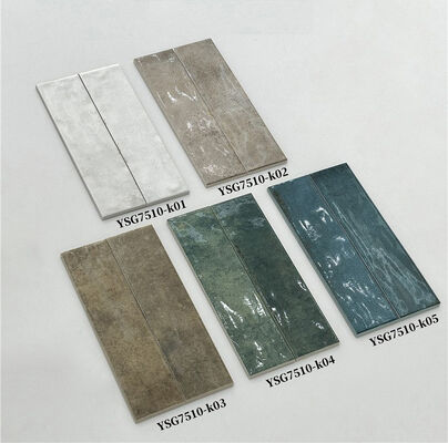 खरोंच प्रतिरोधी बेज 75x300 मिमी चमकदार इनडोर सिरेमिक दीवार टाइलें बालकनी के लिए