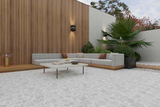 Decorative Elegant Waterproof Stain-resistant Light Gray Stone Style 598x598mm Thickness 12mm Outdoor Floor and Wall Ceramic Tiles For Renovation and Rebuilding