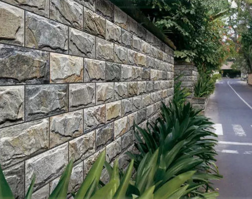 3 आयामी 9.6 मिमी आउटडोर स्टोन क्लैडिंग टाइलें लाइट ग्रे 20x40 सेमी सिरेमिक दीवार