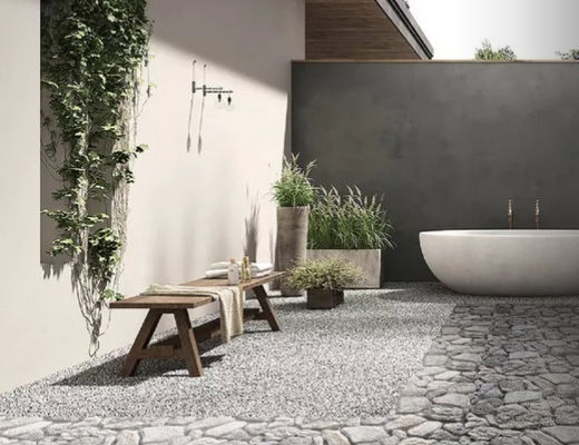 12x24 '' 500SQM आउटडोर स्टोन क्लैडिंग टाइलें कंकड़ पत्थर की दीवार सजावट 9.8mm