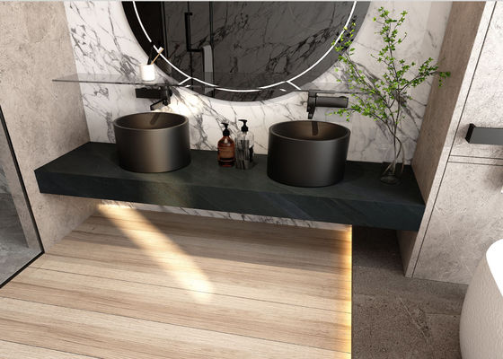 ब्लैक डेस्क Sintered स्टोन स्लैब 800x2600mm अलमारी सतह सजावट