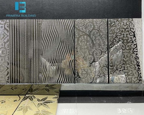 300x600mm 3D सिरेमिक वॉल टाइल पॉलिश गोल्ड लाइन के साथ ग्लॉज़्ड